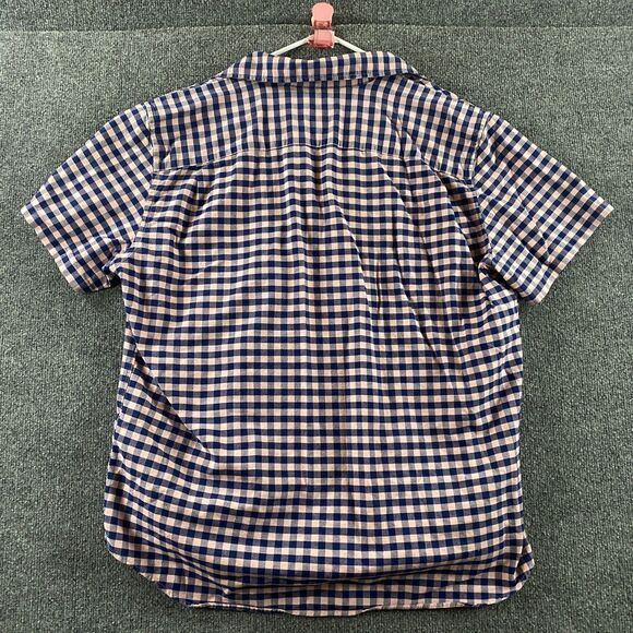 GAP Standard Fit Stretch Button Up Short Sleeve Pink Blue Mens Size XL - Picture 2 of 7